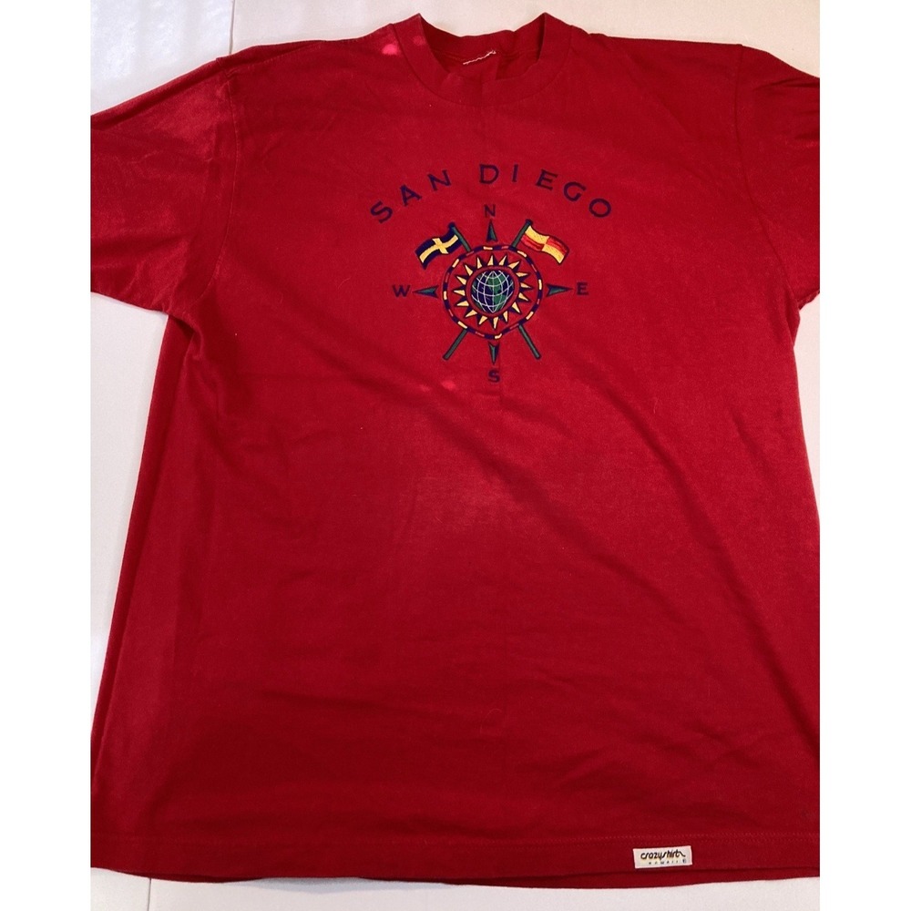 Vintage San Diego T-Shirt Men's XL Red Graphic Logo No Tag 90s Style